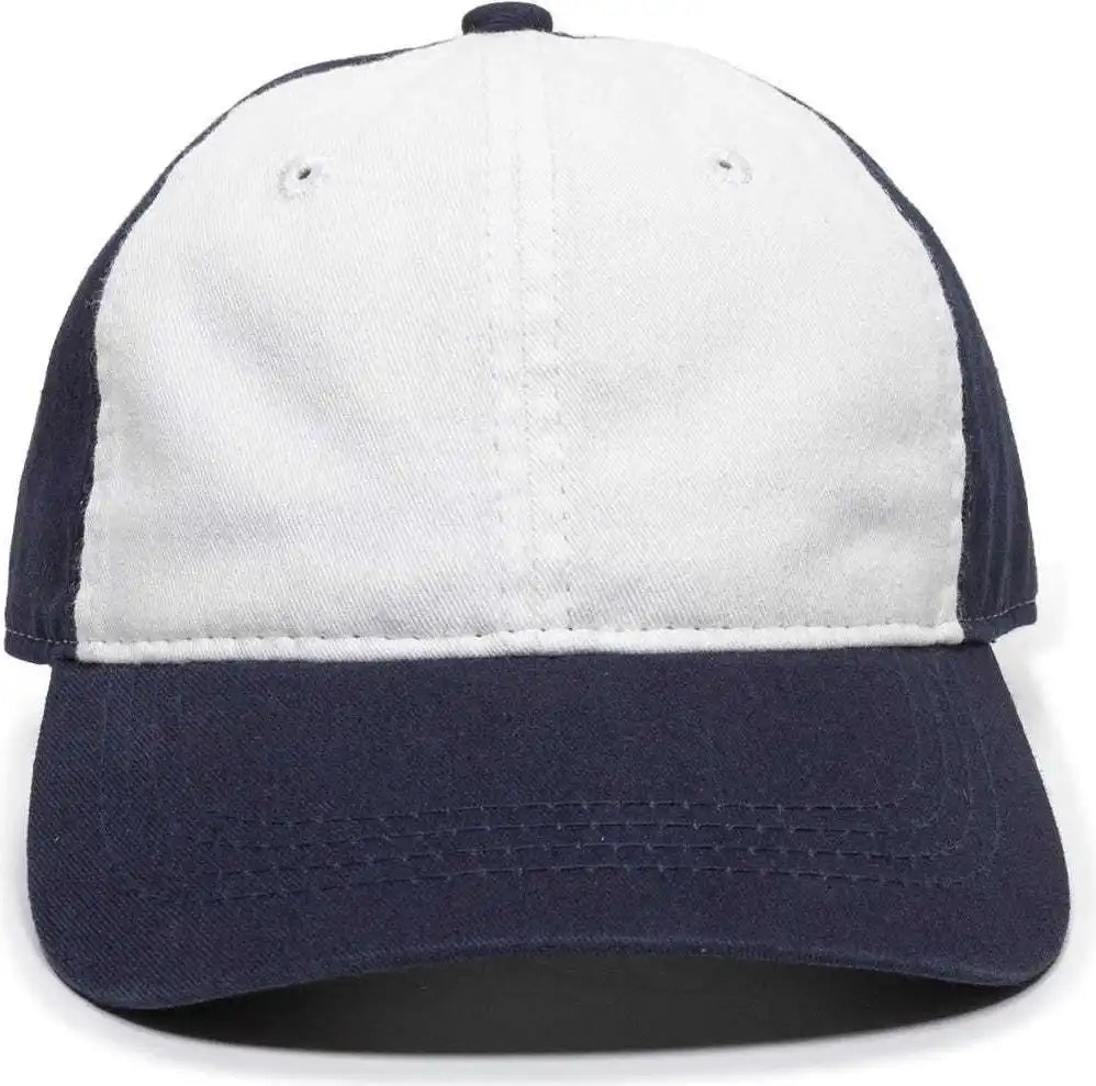 Oc Sports Gwt-111 Adjustable Strap Garment Wash Cotton Cap - White Navy - 6 7/8’’ - 7 1/2’’