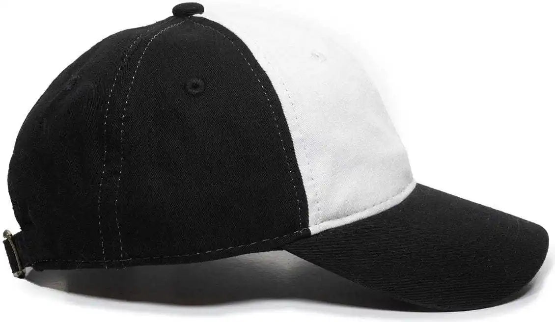 Oc Sports Gwt-111 Adjustable Strap Garment Wash Cotton Cap - White Black - 6 7/8’’ - 7 1/2’’