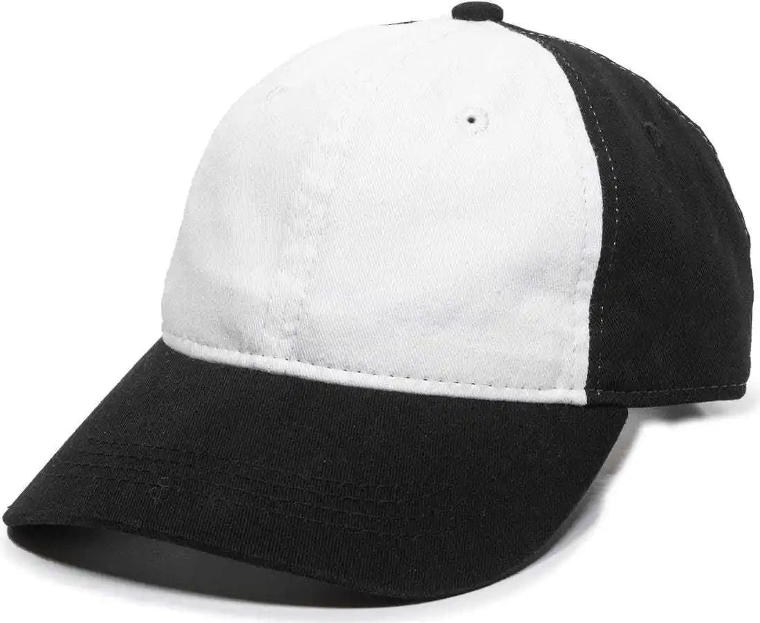 Oc Sports Gwt-111 Adjustable Strap Garment Wash Cotton Cap - White Black - 6 7/8’’ - 7 1/2’’