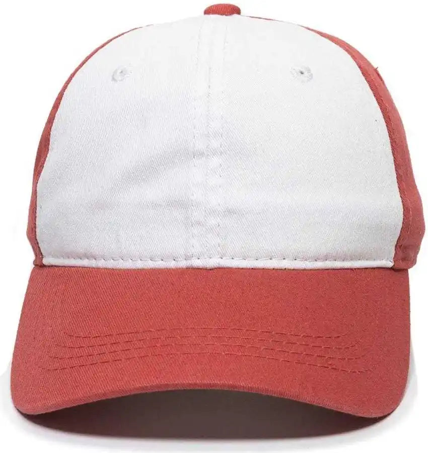 Oc Sports Gwt-111 Adjustable Strap Garment Wash Cotton Cap - White Nantucket Red - 6 7/8’’ - 7 1/2’’