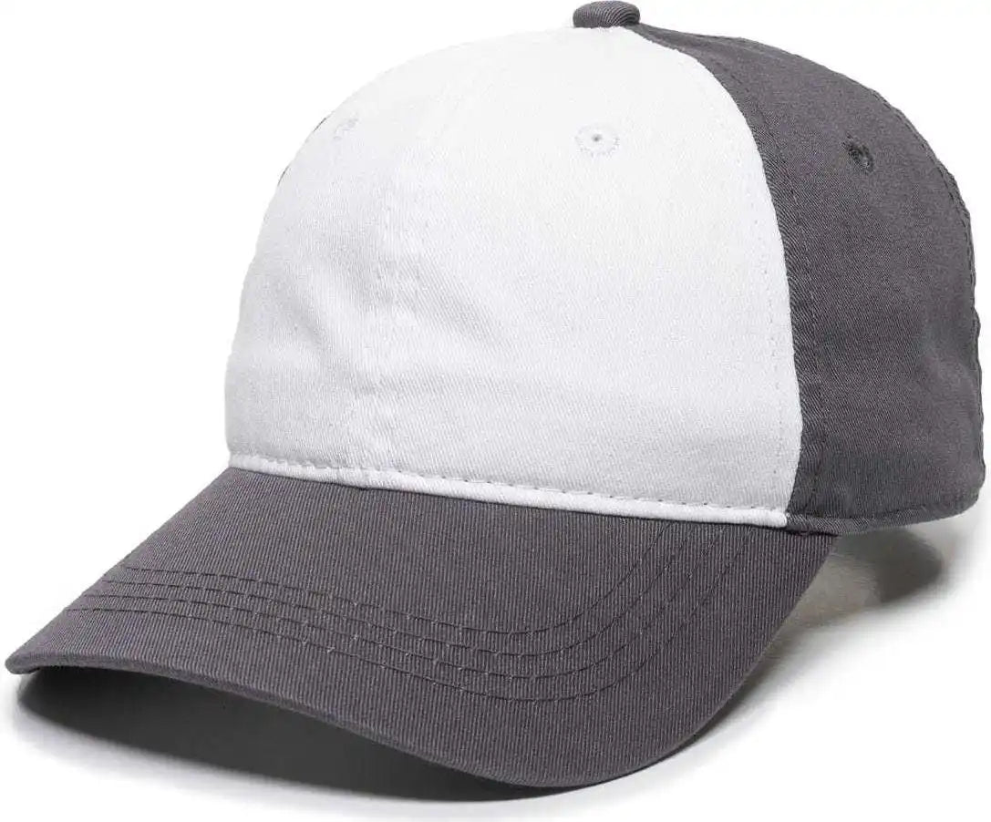 Oc Sports Gwt-111 Adjustable Strap Garment Wash Cotton Cap - White Charcoal - Dark Gray / 6 7/8’’ - 7 1/2’’