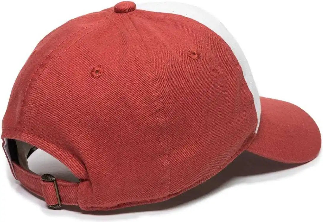 Oc Sports Gwt-111 Adjustable Strap Garment Wash Cotton Cap - White Nantucket Red - 6 7/8’’ - 7 1/2’’