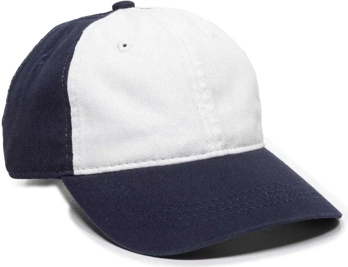 Oc Sports Gwt-111 Adjustable Strap Garment Wash Cotton Cap - White Navy - 6 7/8’’ - 7 1/2’’