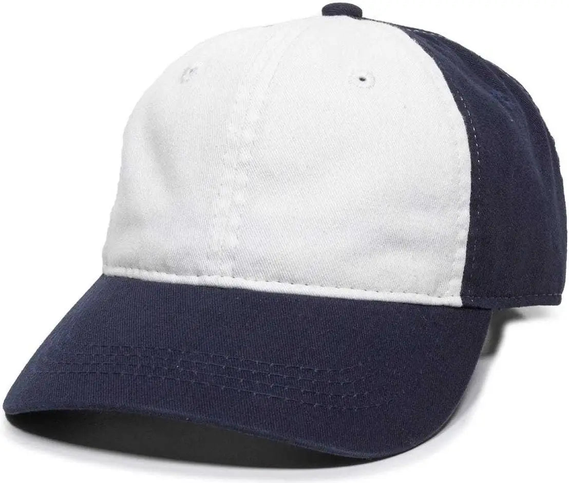 Oc Sports Gwt-111 Adjustable Strap Garment Wash Cotton Cap - White Navy - 6 7/8’’ - 7 1/2’’