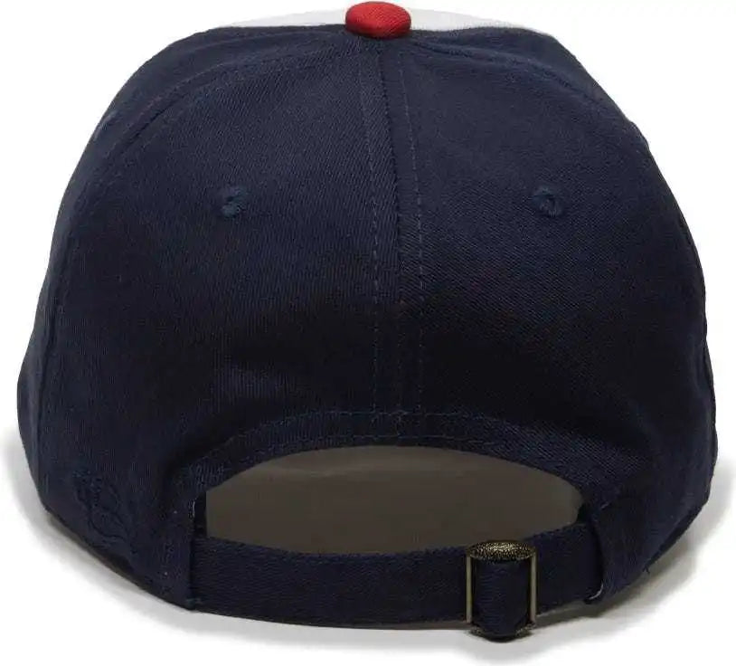 Oc Sports Gwt-111 Adjustable Strap Garment Wash Cotton Cap - White True Navy Red - 6 7/8’’ - 7 1/2’’