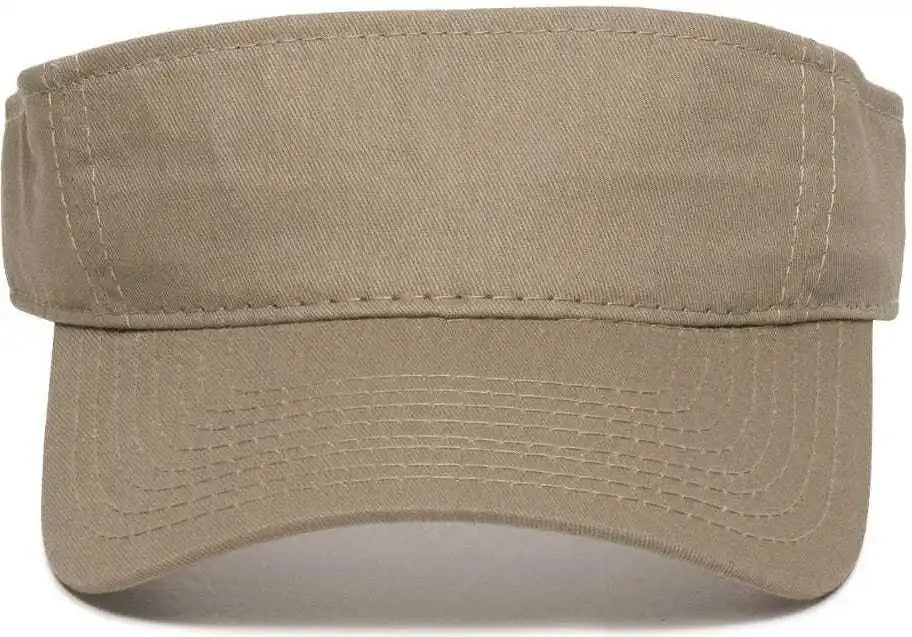 Oc Sports Gwtv-100 Adjustable Garment Washed Twill Visors - Khaki - 6 7/8’’ - 7 1/2’’