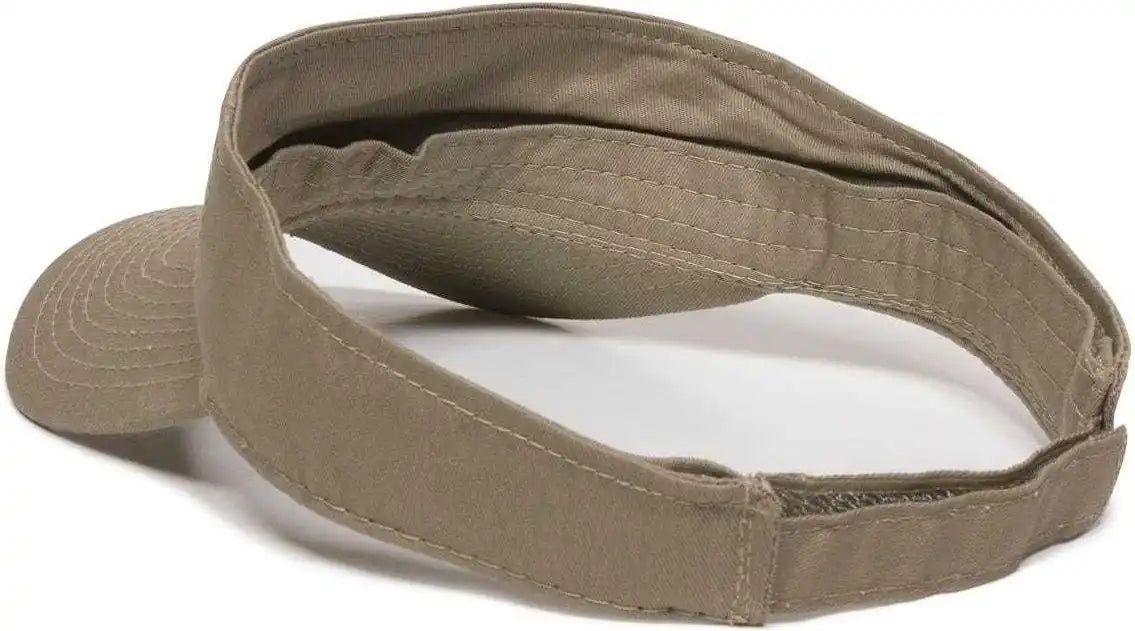 Oc Sports Gwtv-100 Adjustable Garment Washed Twill Visors - Khaki - 6 7/8’’ - 7 1/2’’