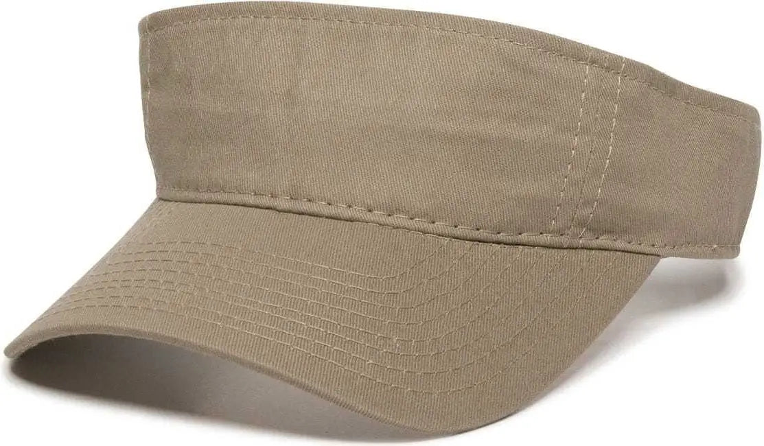 Oc Sports Gwtv-100 Adjustable Garment Washed Twill Visors - Khaki - 6 7/8’’ - 7 1/2’’