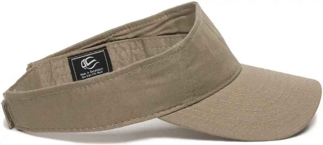 Oc Sports Gwtv-100 Adjustable Garment Washed Twill Visors - Khaki - 6 7/8’’ - 7 1/2’’