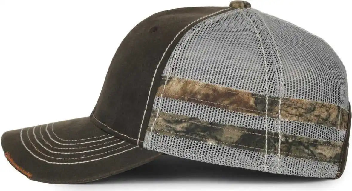 Oc Sports Hpc-400m Weathered Cotton Mesh Back Cap - Brown Light Gray Mossy Oak Country Dna - Osfm