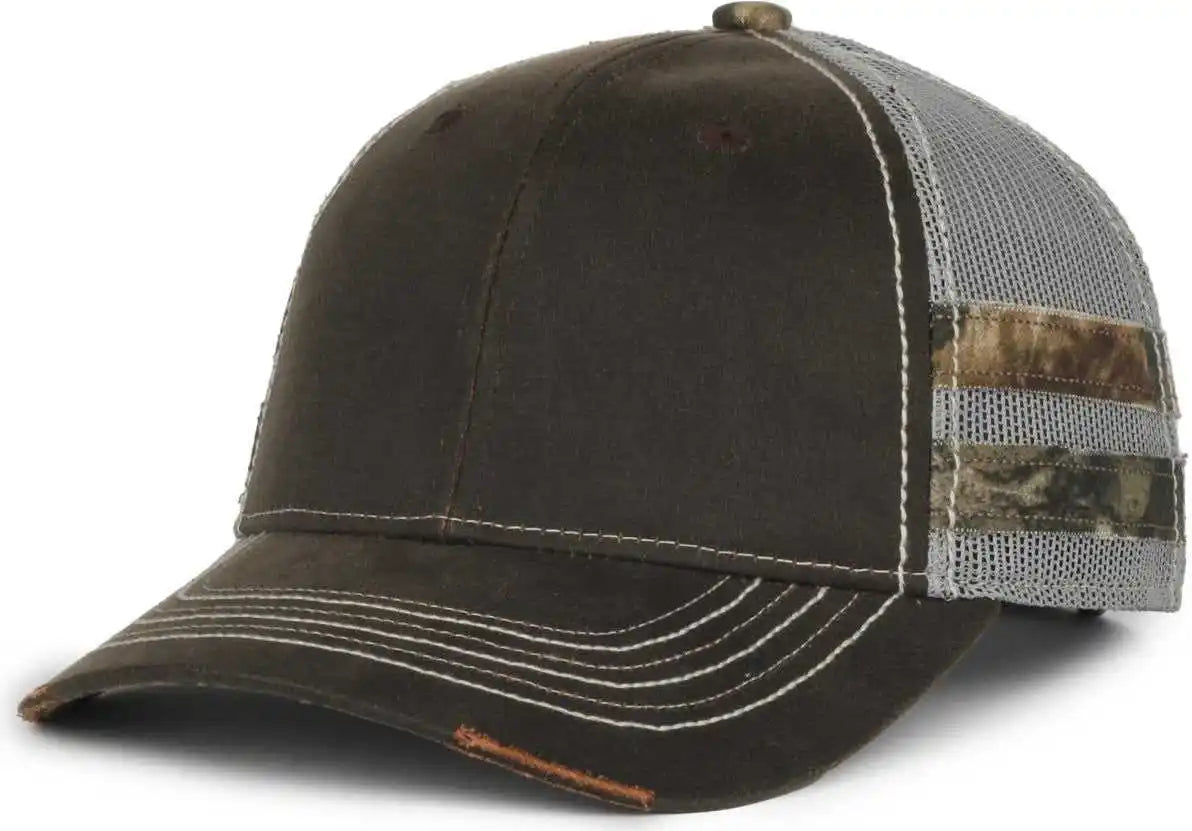 Oc Sports Hpc-400m Weathered Cotton Mesh Back Cap - Brown Light Gray Mossy Oak Country Dna - Osfm