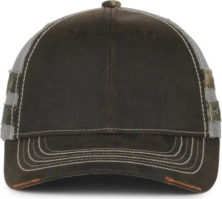 Oc Sports Hpc-400m Weathered Cotton Mesh Back Cap - Brown Light Gray Mossy Oak Country Dna - Osfm