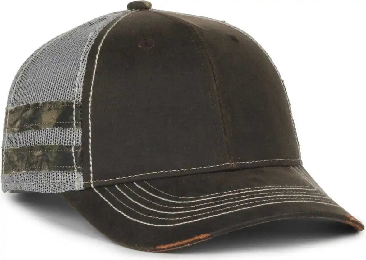 Oc Sports Hpc-400m Weathered Cotton Mesh Back Cap - Brown Light Gray Mossy Oak Country Dna - Osfm
