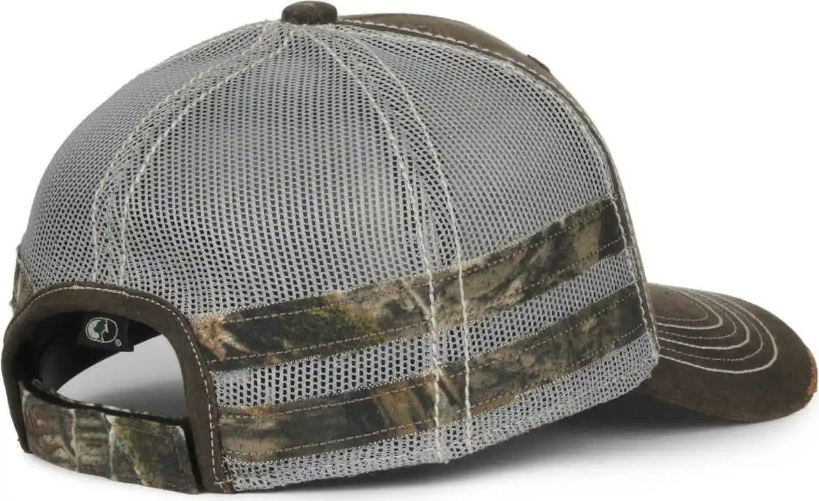 Oc Sports Hpc-400m Weathered Cotton Mesh Back Cap - Brown Light Gray Mossy Oak Country Dna - Osfm