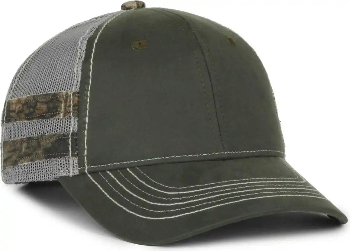 Oc Sports Hpc-400m Weathered Cotton Mesh Back Cap - Olive Light Gray Mossy Oak Country Dna - Osfm