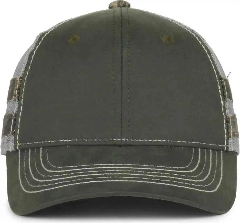 Oc Sports Hpc-400m Weathered Cotton Mesh Back Cap - Olive Light Gray Mossy Oak Country Dna - Osfm