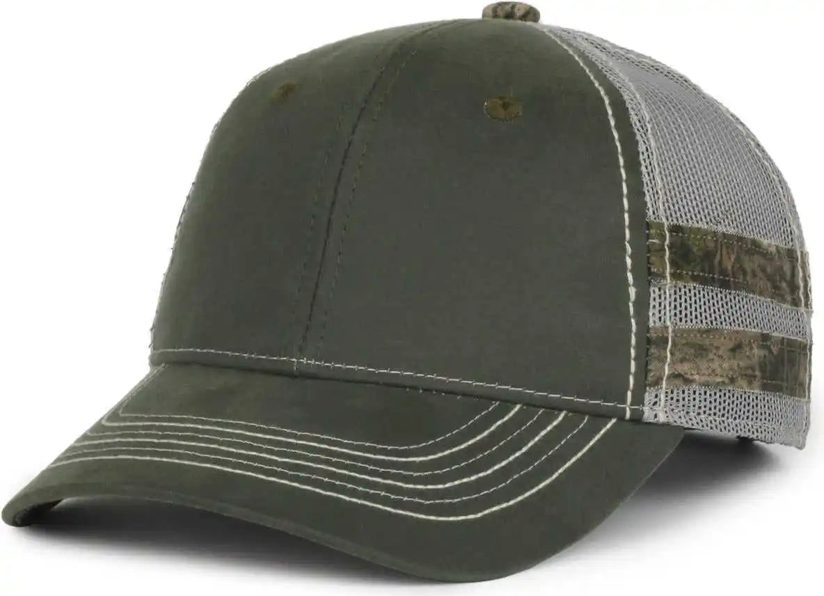 Oc Sports Hpc-400m Weathered Cotton Mesh Back Cap - Olive Light Gray Mossy Oak Country Dna - Osfm