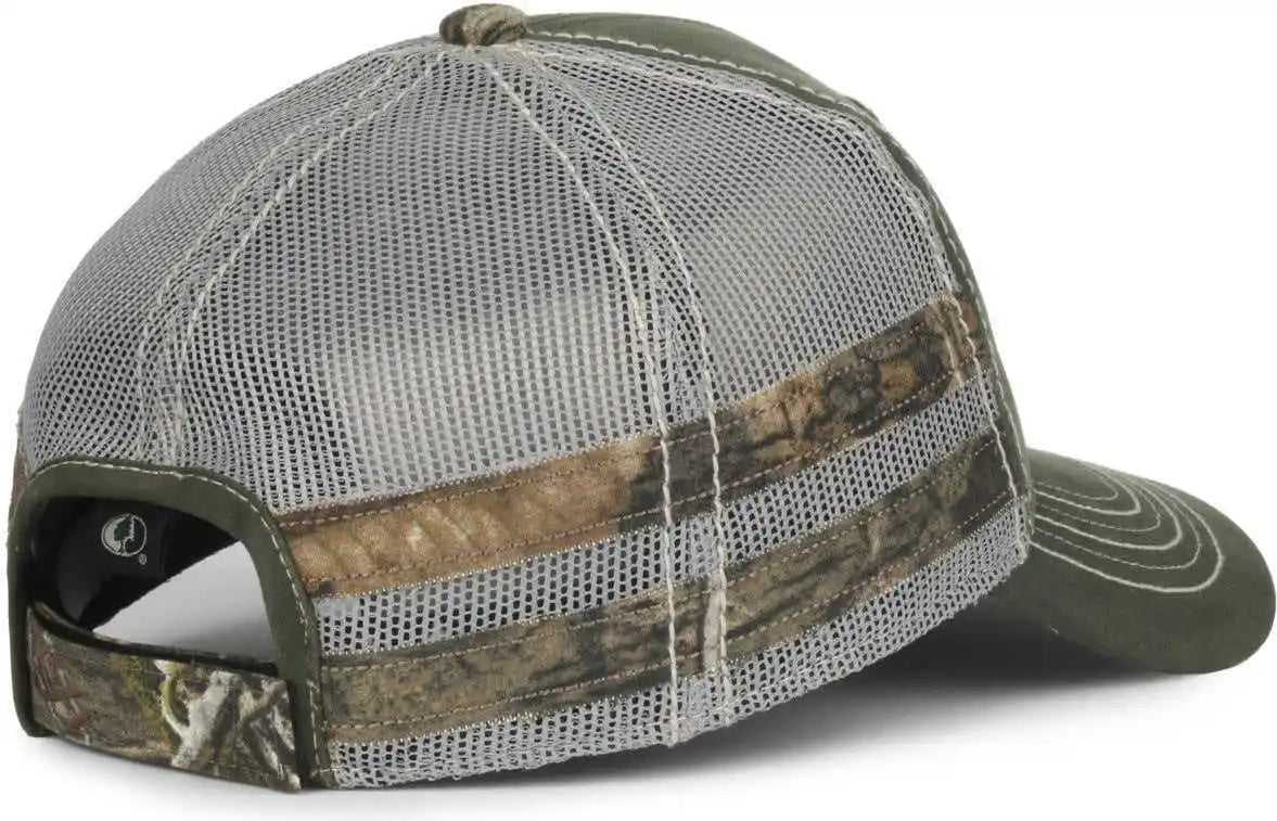 Oc Sports Hpc-400m Weathered Cotton Mesh Back Cap - Olive Light Gray Mossy Oak Country Dna - Osfm