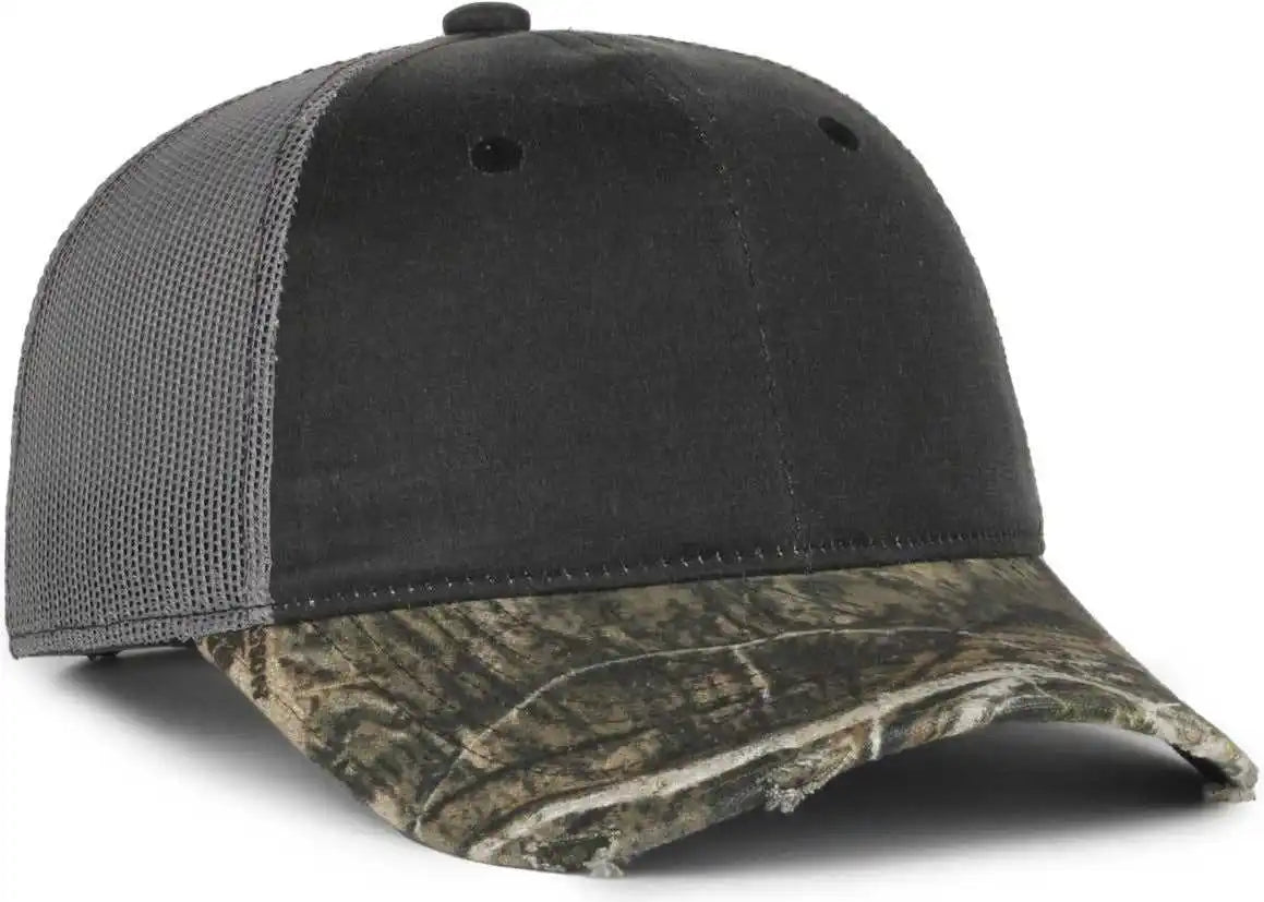 Oc Sports Hpc-500m Adjustable Mesh Back Cap - Black Dark Gray Mossy Oak Country Dna - Osfm