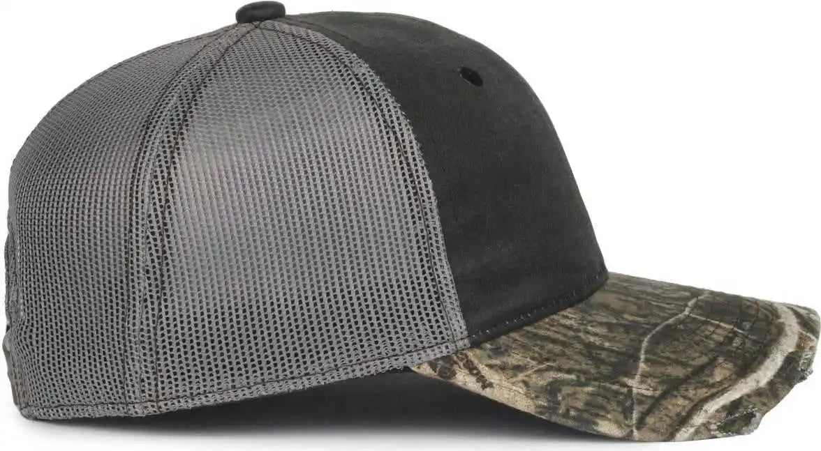 Oc Sports Hpc-500m Adjustable Mesh Back Cap - Black Dark Gray Mossy Oak Country Dna - Osfm