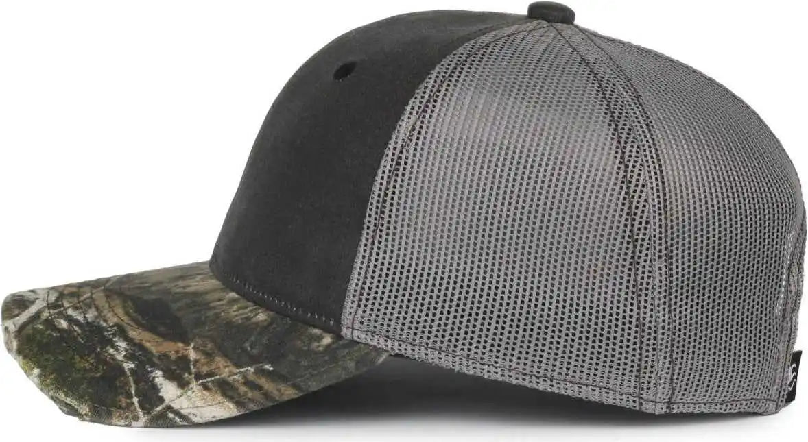 Oc Sports Hpc-500m Adjustable Mesh Back Cap - Black Dark Gray Mossy Oak Country Dna - Osfm