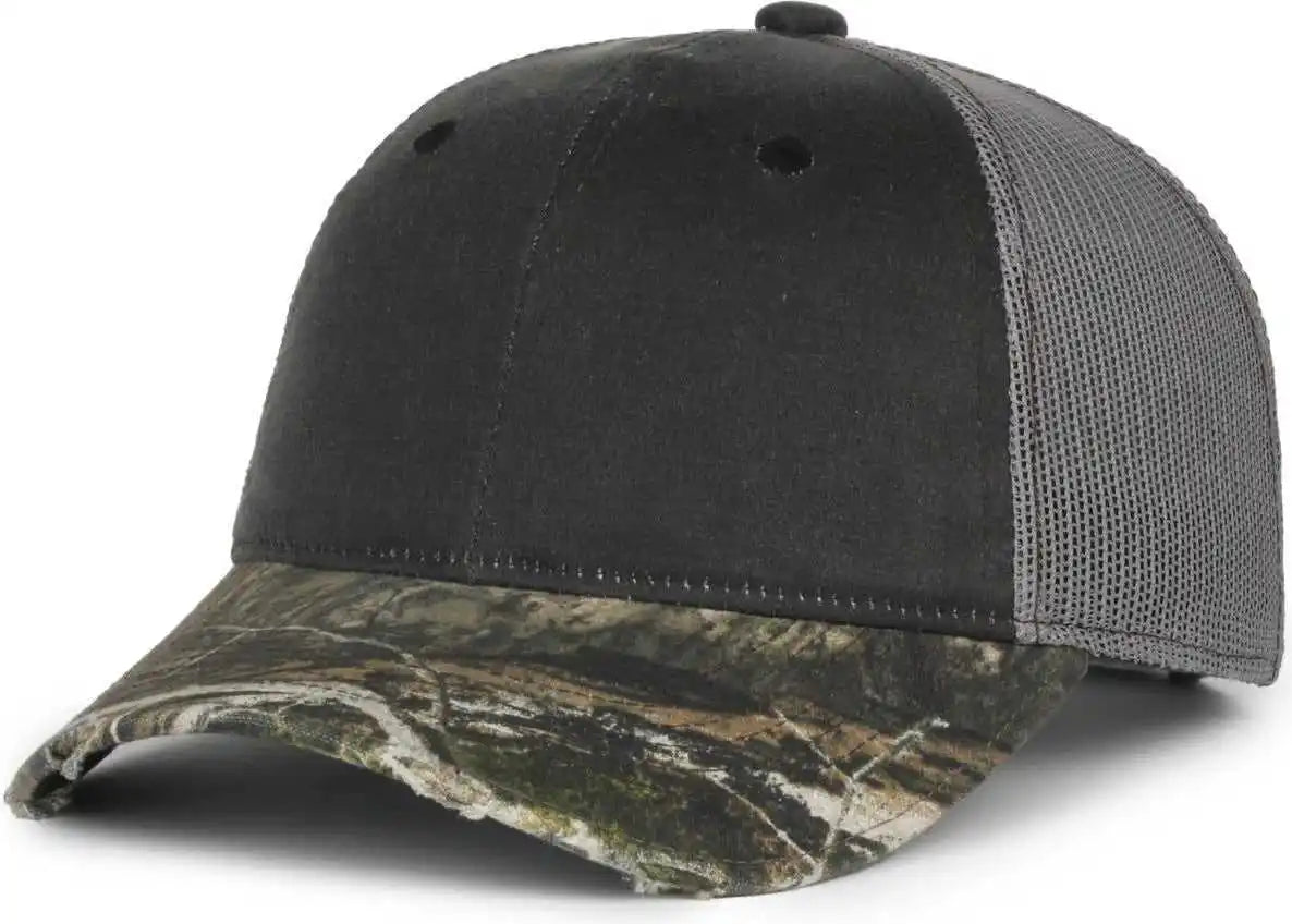 Oc Sports Hpc-500m Adjustable Mesh Back Cap - Black Dark Gray Mossy Oak Country Dna - Osfm