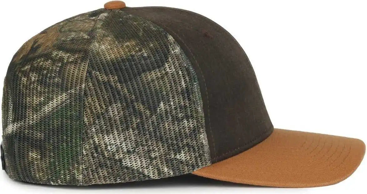 Oc Sports Hpc-615m Premium Rugged Camo Trucker Cap - Brown Realtree Apx Duk - Osfm