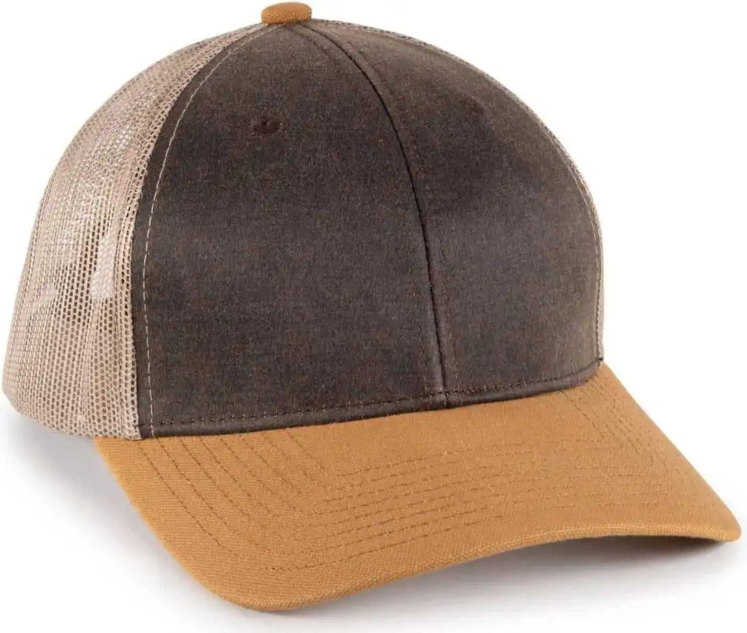 Oc Sports Hpd-615m Premium Rugged Camo Trucker Cap - Brown Khaki Dk - Osfm