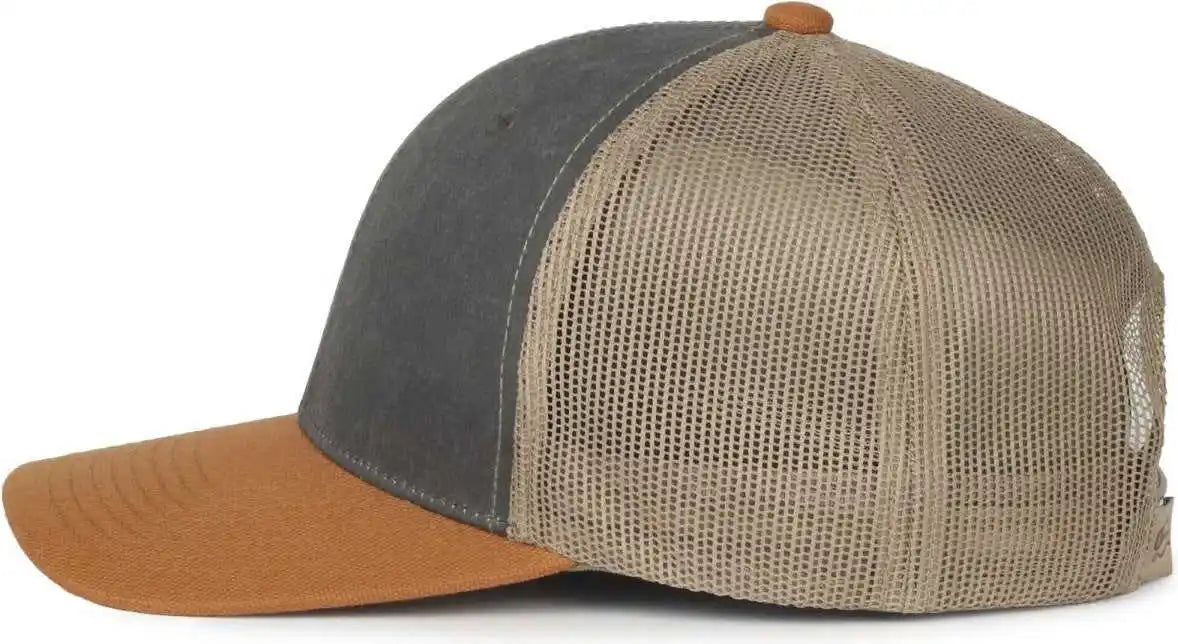 Oc Sports Hpd-615m Premium Rugged Camo Trucker Cap - Charcoal Khaki Duk - Osfm