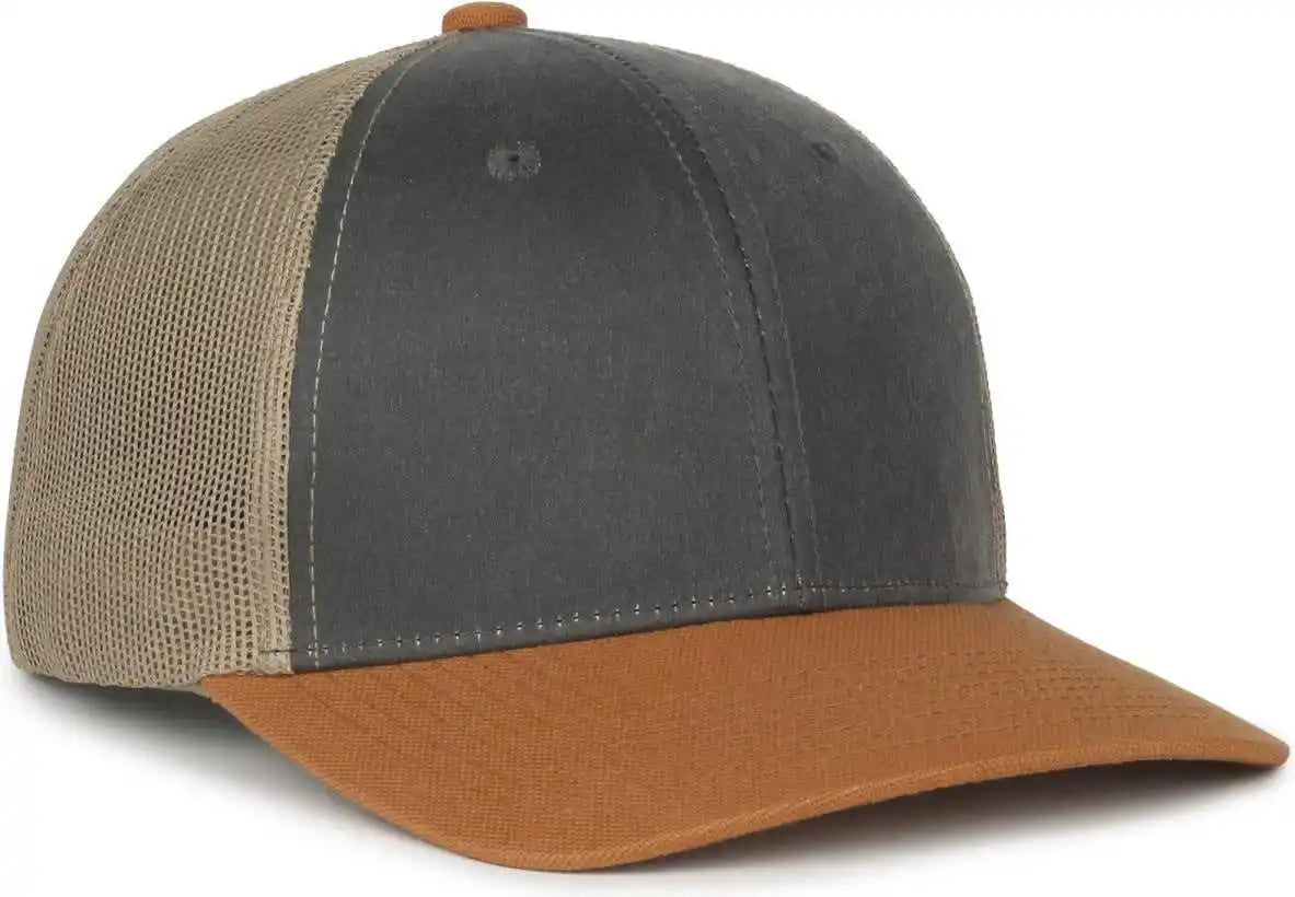 Oc Sports Hpd-615m Premium Rugged Camo Trucker Cap - Charcoal Khaki Duk - Osfm