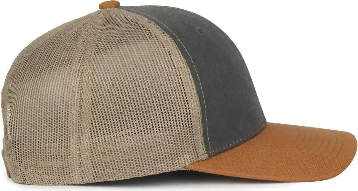 Oc Sports Hpd-615m Premium Rugged Camo Trucker Cap - Charcoal Khaki Duk - Osfm