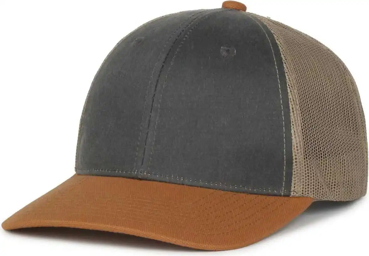 Oc Sports Hpd-615m Premium Rugged Camo Trucker Cap - Charcoal Khaki Duk - Osfm