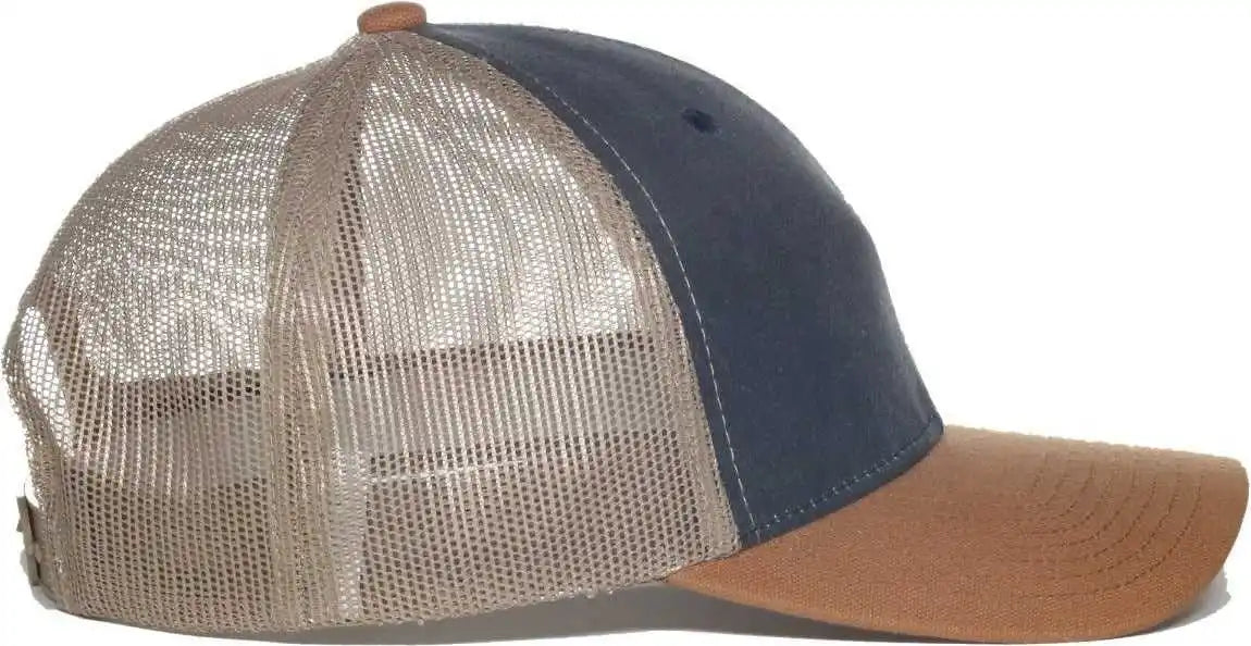 Oc Sports Hpd-615m Premium Rugged Camo Trucker Cap - Navy Khaki Brown - Osfm