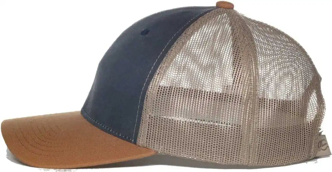 Oc Sports Hpd-615m Premium Rugged Camo Trucker Cap - Navy Khaki Brown - Osfm
