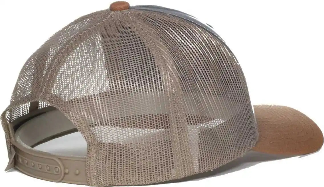 Oc Sports Hpd-615m Premium Rugged Camo Trucker Cap - Navy Khaki Brown - Osfm
