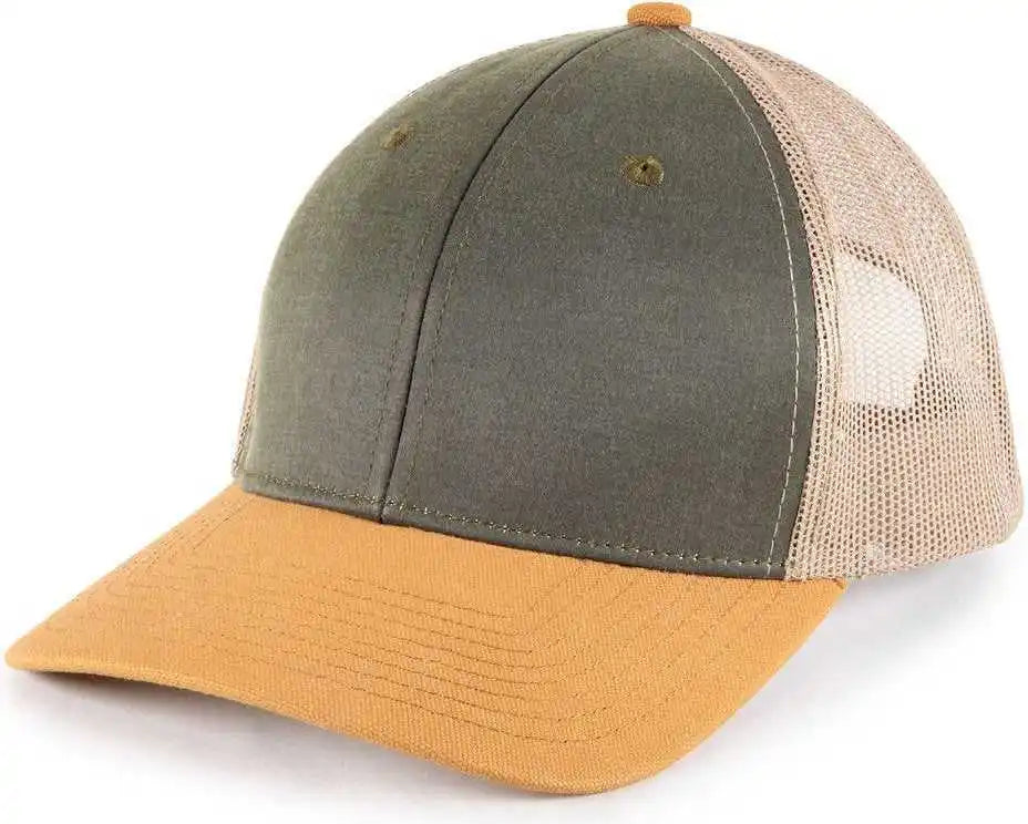 Oc Sports Hpd-615m Premium Rugged Camo Trucker Cap - Olive Khaki Brown - Osfm
