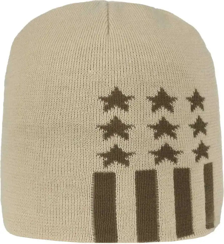 Oc Sports Kn-star01 Patriotic Beanie - Khaki - one Size Fits Most