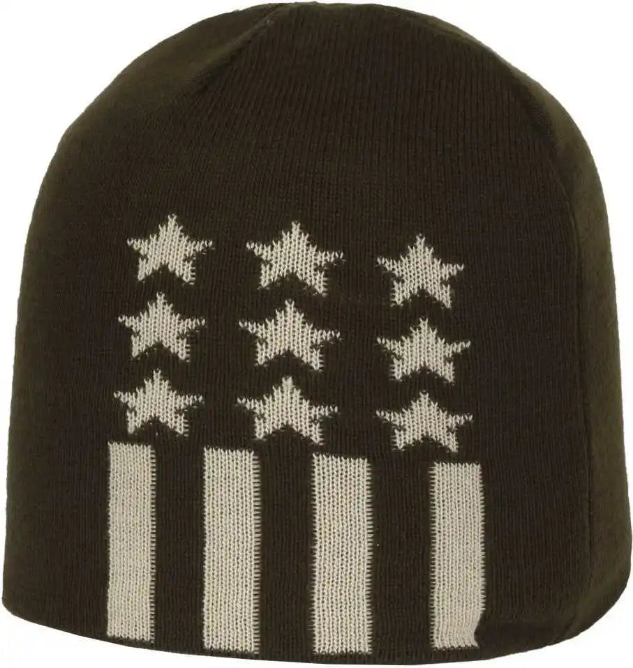 Oc Sports Kn-star01 Patriotic Beanie - Olive - one Size Fits Most
