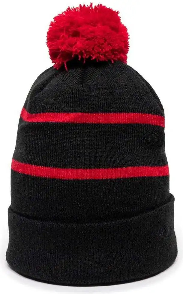 Oc Sports Knf-100 Acrylic Knit Watch Cap Beanie - Black Red - one Size Fits Most