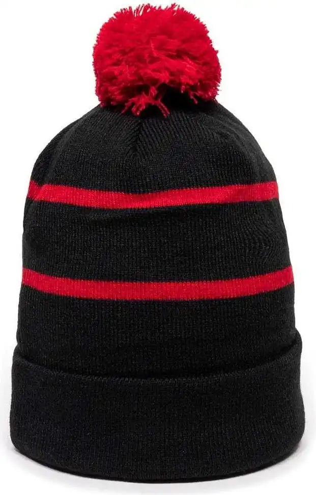 Oc Sports Knf-100 Acrylic Knit Watch Cap Beanie - Black Red - one Size Fits Most