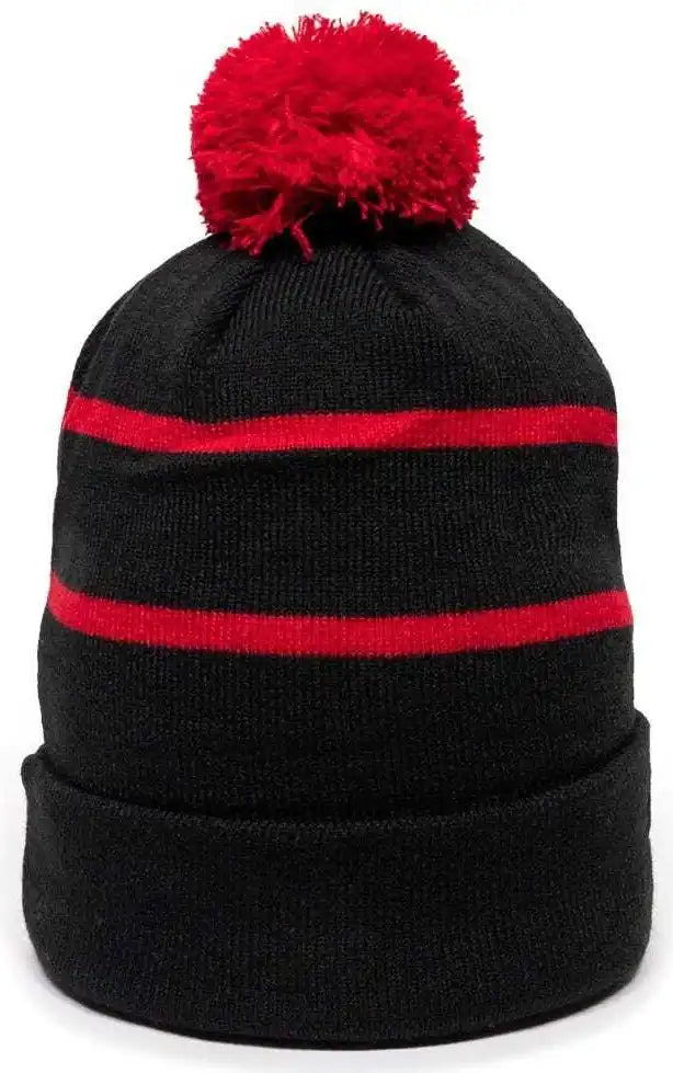 Oc Sports Knf-100 Acrylic Knit Watch Cap Beanie - Black Red - one Size Fits Most