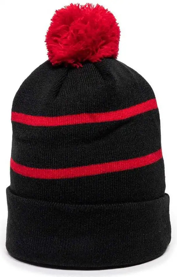Oc Sports Knf-100 Acrylic Knit Watch Cap Beanie - Black Red - one Size Fits Most