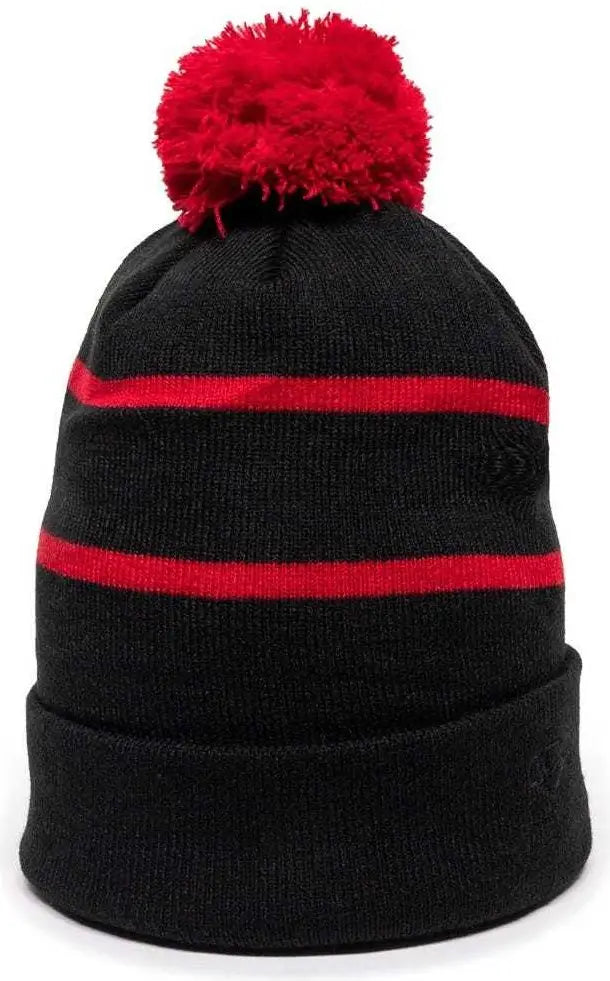 Oc Sports Knf-100 Acrylic Knit Watch Cap Beanie - Black Red - one Size Fits Most