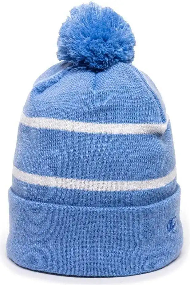 Oc Sports Knf-100 Acrylic Knit Watch Cap Beanie - Columbia Blue White - one Size Fits Most