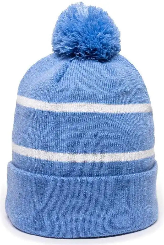 Oc Sports Knf-100 Acrylic Knit Watch Cap Beanie - Columbia Blue White - one Size Fits Most