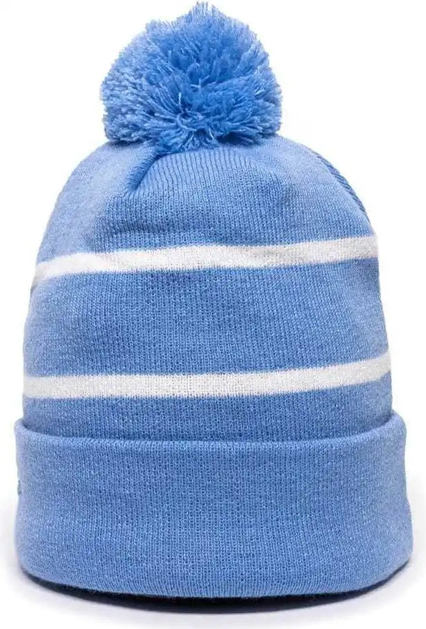 Oc Sports Knf-100 Acrylic Knit Watch Cap Beanie - Columbia Blue White - one Size Fits Most