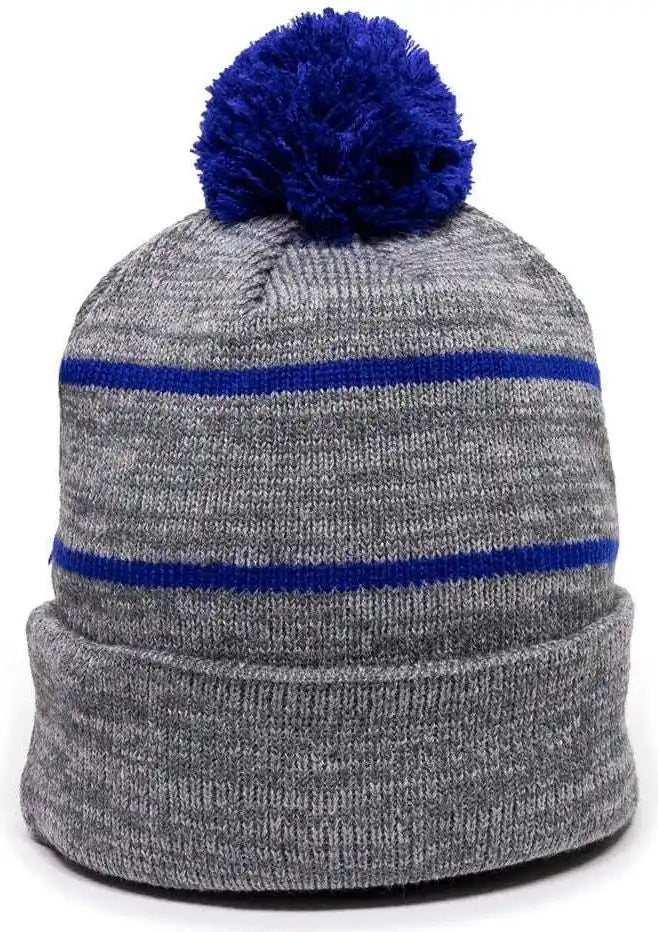 Oc Sports Knf-100 Acrylic Knit Watch Cap Beanie - Heathered Gray Royal - one Size Fits Most