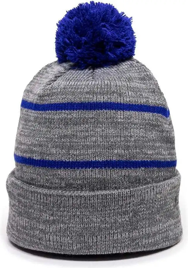 Oc Sports Knf-100 Acrylic Knit Watch Cap Beanie - Heathered Gray Royal - one Size Fits Most