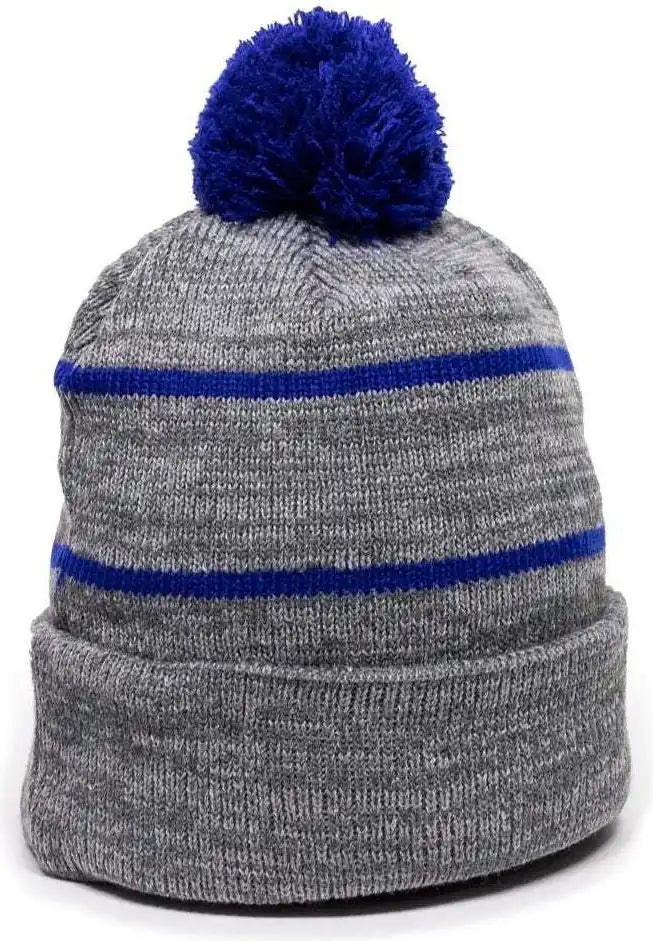 Oc Sports Knf-100 Acrylic Knit Watch Cap Beanie - Heathered Gray Royal - one Size Fits Most