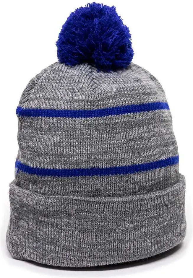 Oc Sports Knf-100 Acrylic Knit Watch Cap Beanie - Heathered Gray Royal - one Size Fits Most
